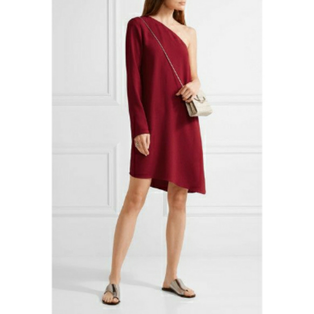 Theory Sintsi Asymmetric One-Shoulder Crepe Dress